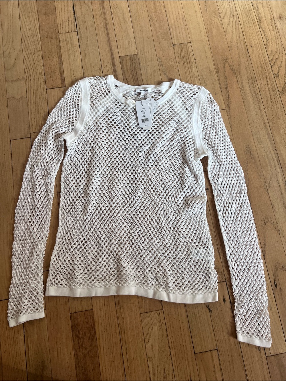 Helmut Lang White Open-Knit Long Sleeve Sweater size Medium